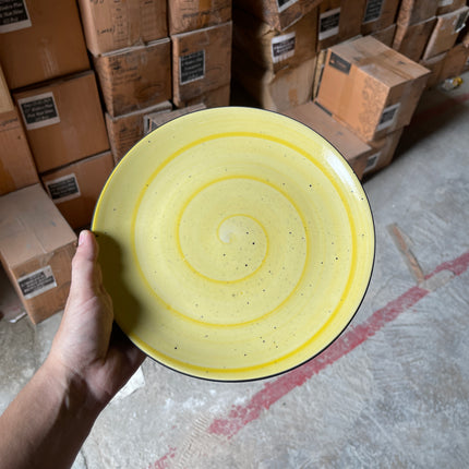 Leftover 10 inch Rimless Plate ( Yellow Colorline )
