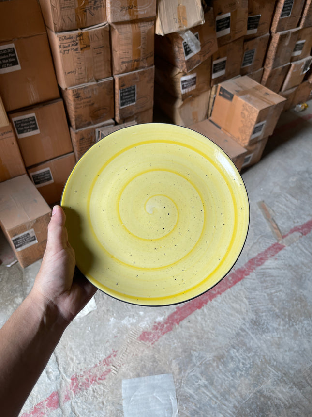 Leftover 10 inch Rimless Plate ( Yellow Colorline )