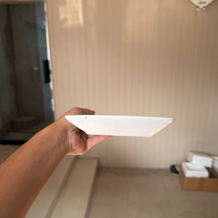 Leftover 11.5"x6" Rectangular Platter ( White Matte with Brown Specks )