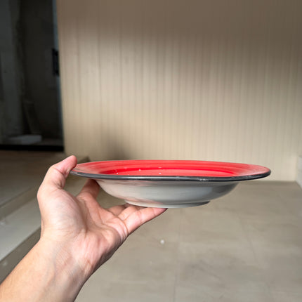 Leftover 10 inch Deep plate ( Red Colorline with black rim and black specks )