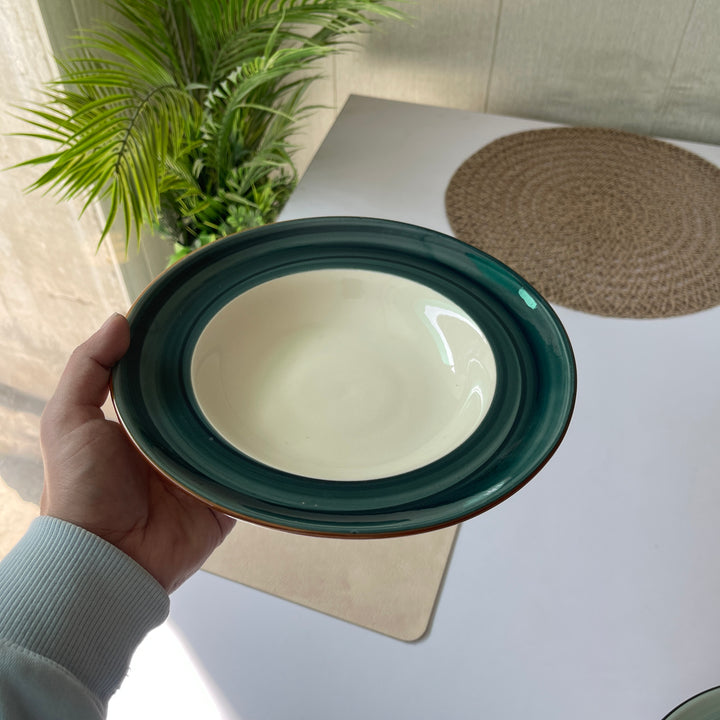 Leftover 9 inch Deep wide Plate ( Peacock Green Colorline )