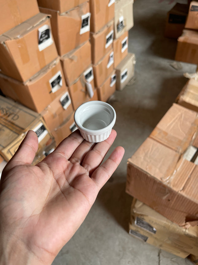 Leftover Xs Lined Ramekin ( Glossy White )
