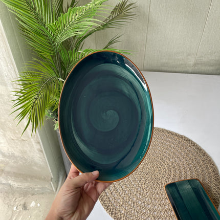 Leftover 11 inch Rimless Rice Dish ( Peacock Green Colorline )