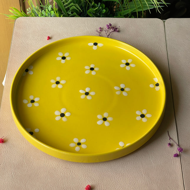 10 inch Classic Plate ( Yellow Matte Floral )