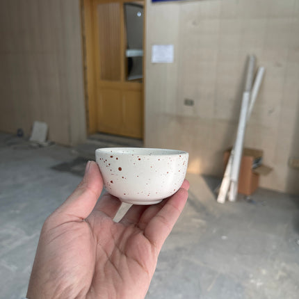 Leftover Round Sauce Ramekin Large 4cm Height x 8cm Width ( White Matte with Brown Specks )