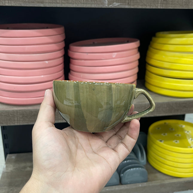 Leftover D Handle Coffee Cup Small ( Dark Green Colorline ) ( 270 ml )