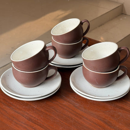 Leftover SS Cup Saucer Set ( Cocoa ) 6 cups 6 saucers ( 200ml )
