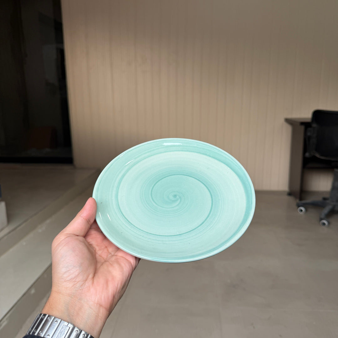 Leftover 8 inch Rimless Plate ( Breeze ) ( Teal Colorline with teal rim )  ( Set of 6 )