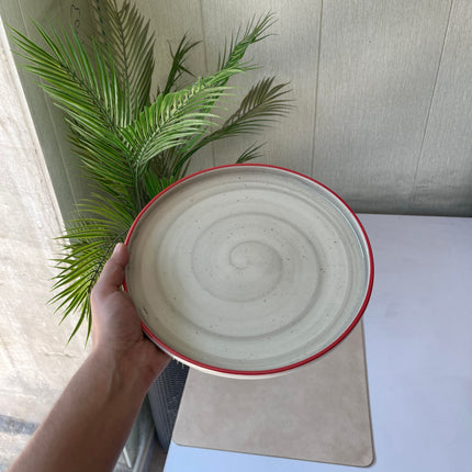 Leftover 10 inch Lite Classic Plate ( Grey Colorline, Red Rim, Black Specks )