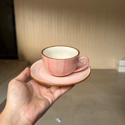 Leftover WM Cup Saucer Set ( Pink Colorline ) 6 cups 6 saucers ( 220ml )