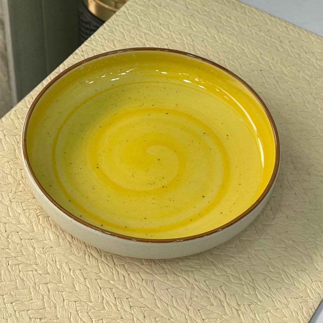 8 inch Deep Classic Plate ( Yellow Colorline )