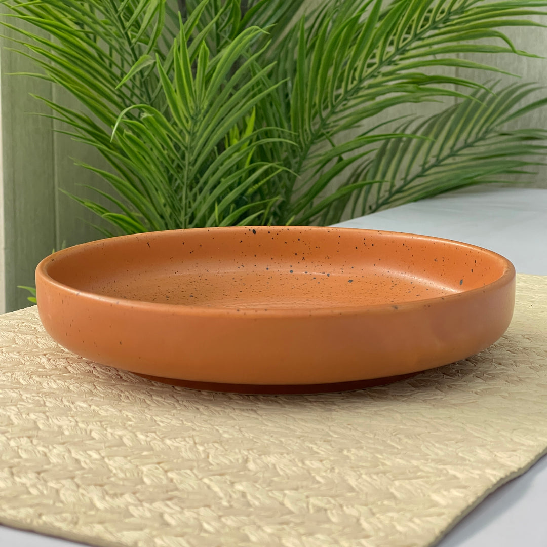 8 inch Deep Classic Plate ( Terracotta Matte with Black Specks )