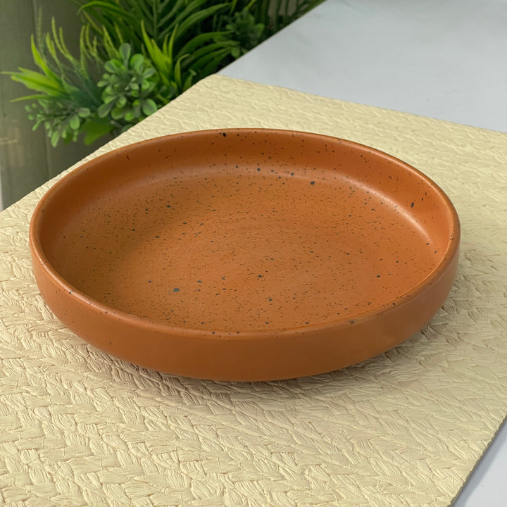 8 inch Deep Classic Plate ( Terracotta Matte with Black Specks )