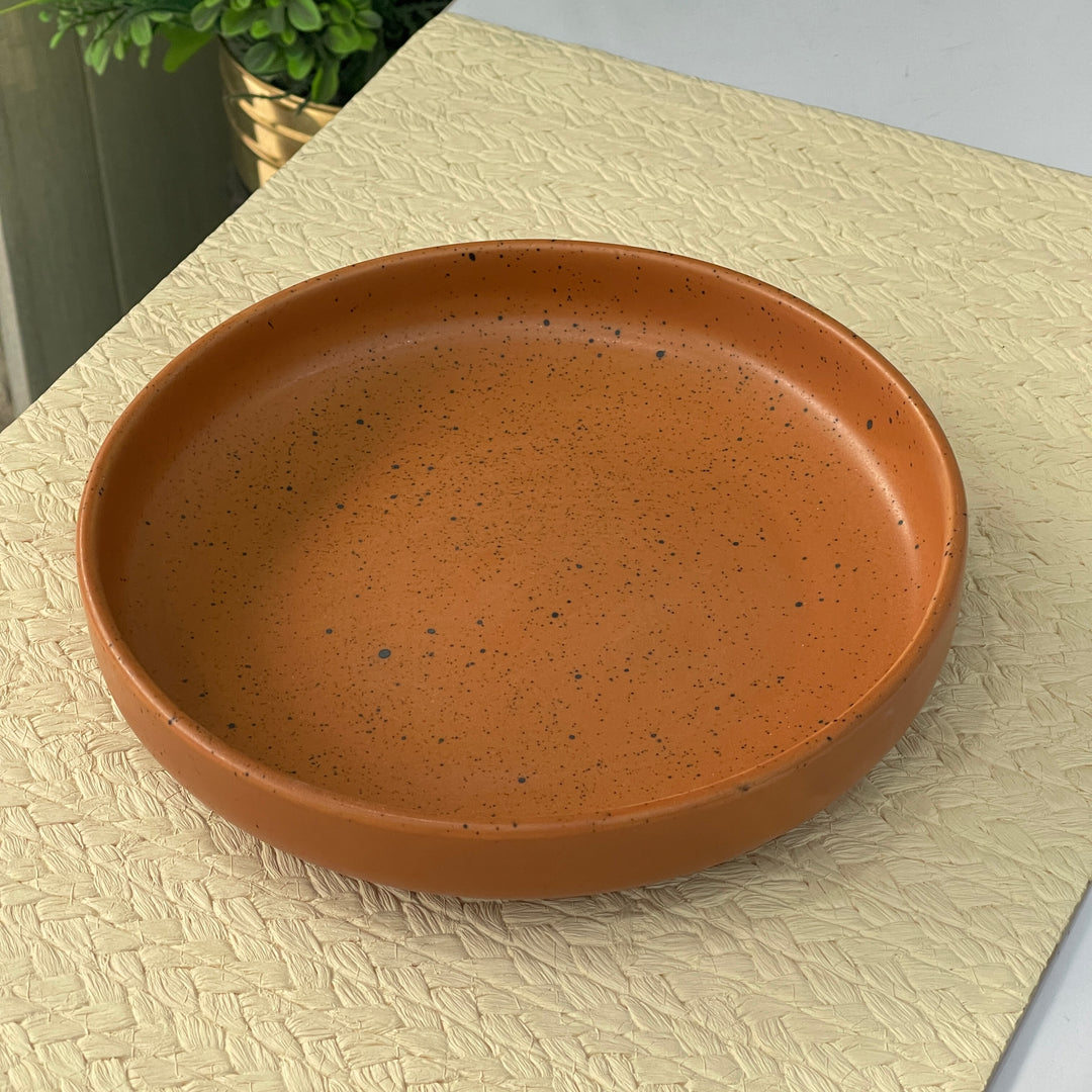 8 inch Deep Classic Plate ( Terracotta Matte with Black Specks )