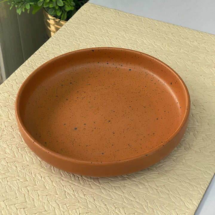 8 inch Deep Classic Plate ( Terracotta Matte with Black Specks )