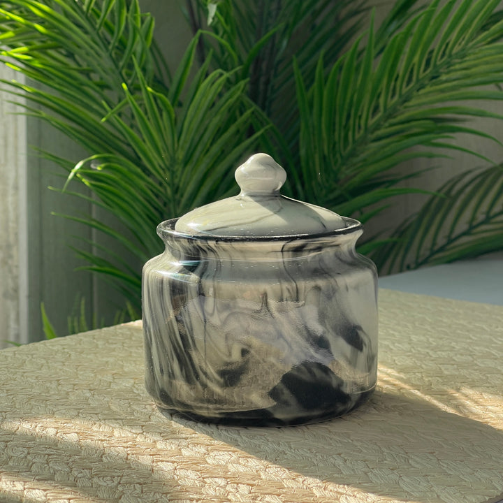 RK Sugar Pot ( Black Marble ) ( 360 ml )