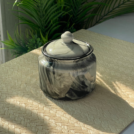 RK Sugar Pot ( Black Marble ) ( 360 ml )