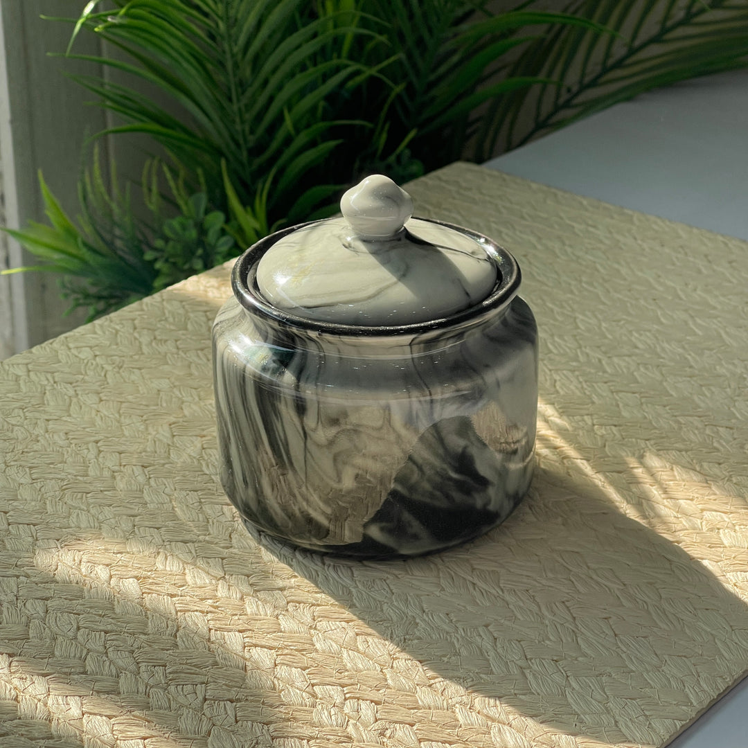 RK Sugar Pot ( Black Marble ) ( 360 ml )