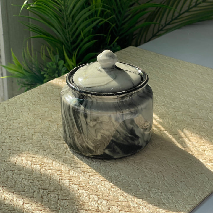 RK Sugar Pot ( Black Marble ) ( 360 ml )