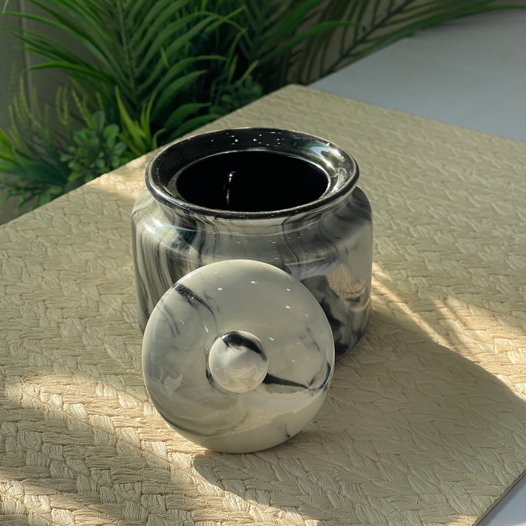 RK Sugar Pot ( Black Marble ) ( 360 ml )