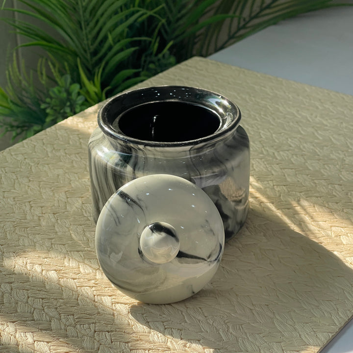 RK Sugar Pot ( Black Marble ) ( 360 ml )