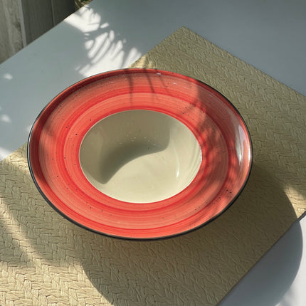 Leftover 9.5 inch Pasta Plate ( Red Colorline with black line )