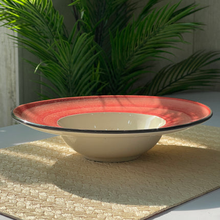 Leftover 9.5 inch Pasta Plate ( Red Colorline with black line )