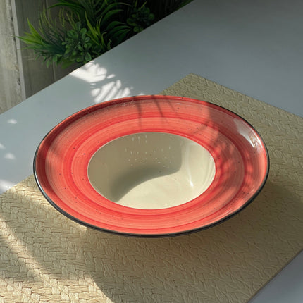 Leftover 9.5 inch Pasta Plate ( Red Colorline with black line )