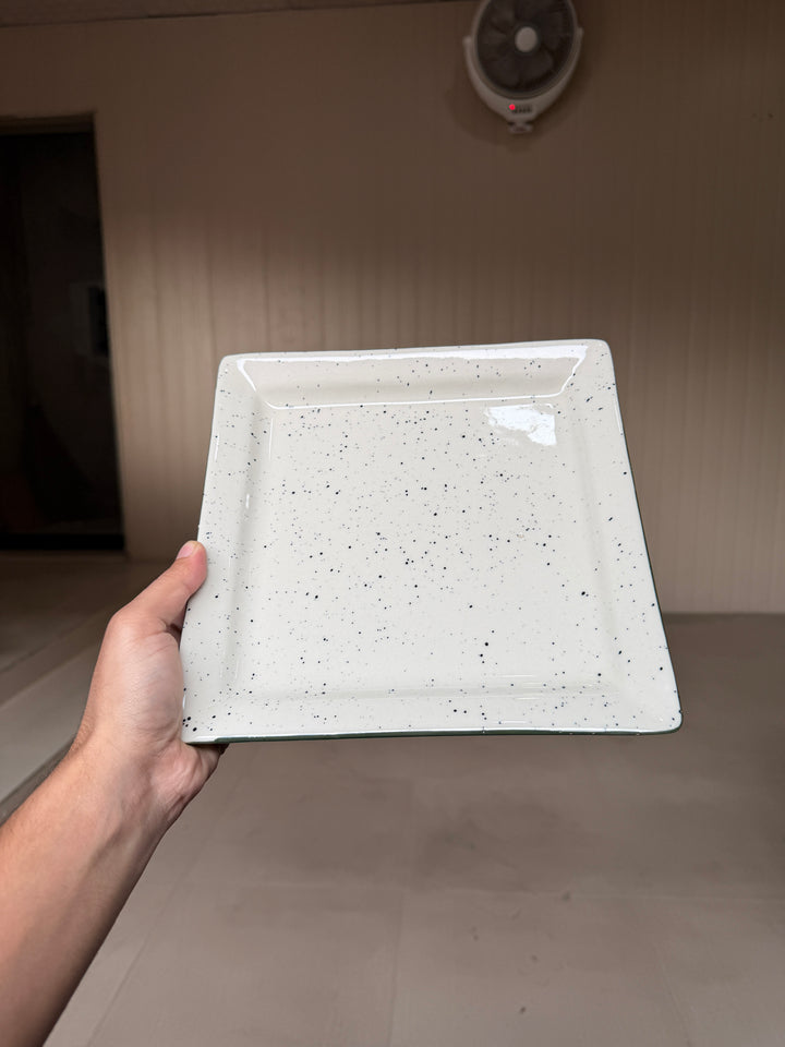 Leftover 9.5" Square Platter ( Outer Dark Green Colorline )