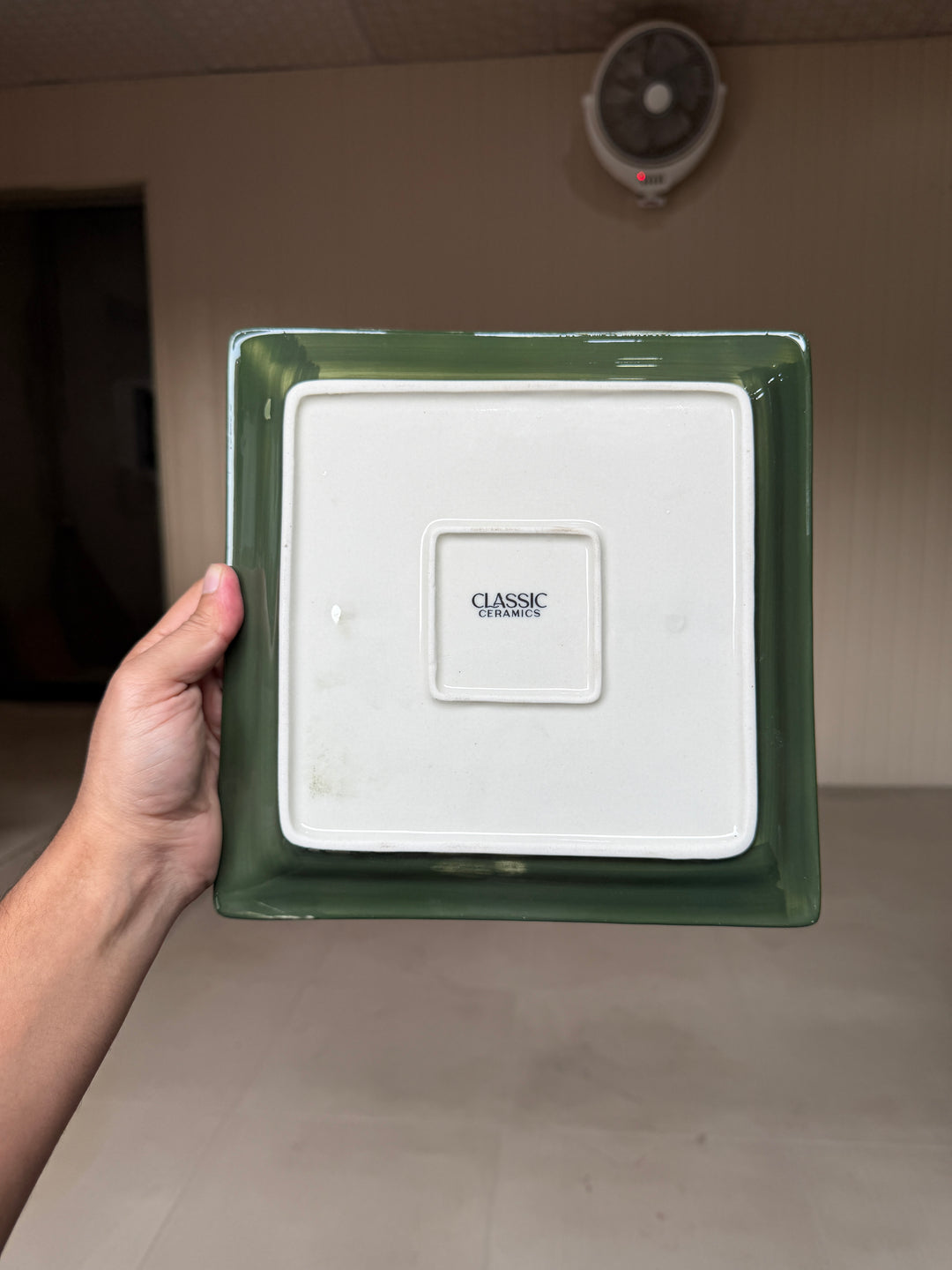 Leftover 9.5" Square Platter ( Outer Dark Green Colorline )
