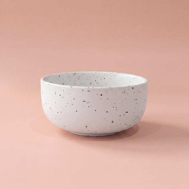 4.5 inch Single Serving Bowl ( White Matte with brown specks )