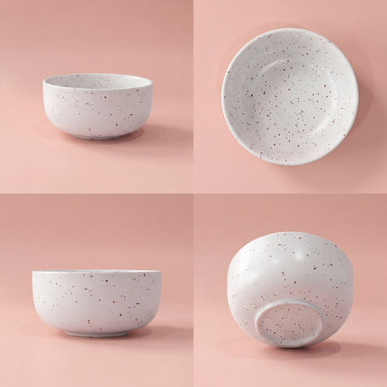 4.5 inch Single Serving Bowl ( White Matte with brown specks )