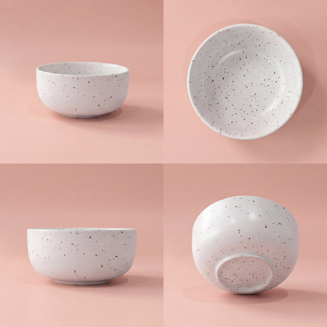 4.5 inch Single Serving Bowl ( White Matte with brown specks )