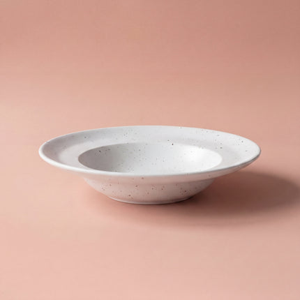 9 inch Deep wide plate ( White Matte with brown specks )