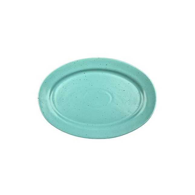11" Rice Dish with Rim ( Firozi Matte with Black Specks )