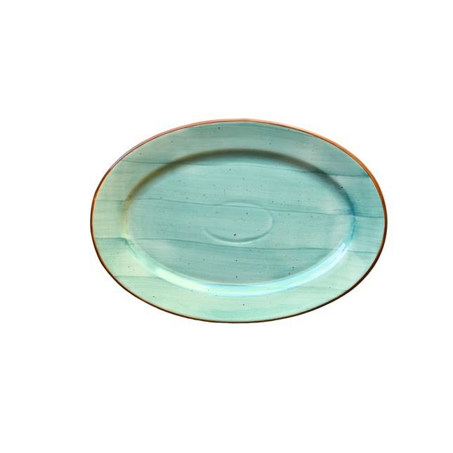 11" Rice Dish with Rim ( Teal Colorline )