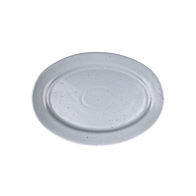 13" Rice Dish with Rim ( Grey Matte with Black Specks )