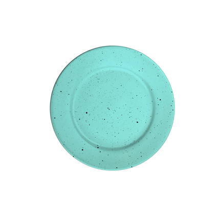 8 inch Flat Plate with Rim ( Firozi Matte with Black Specks )