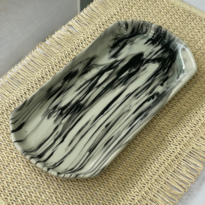 11.5"x6" YM Rectangular Platter ( Black Marble )