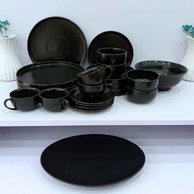 22 Pieces Dinner Set ( 4 Persons ) ( Textured Black Matte )