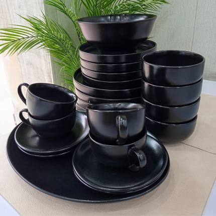 22 Pieces Dinner Set ( 4 Persons ) ( Textured Black Matte )