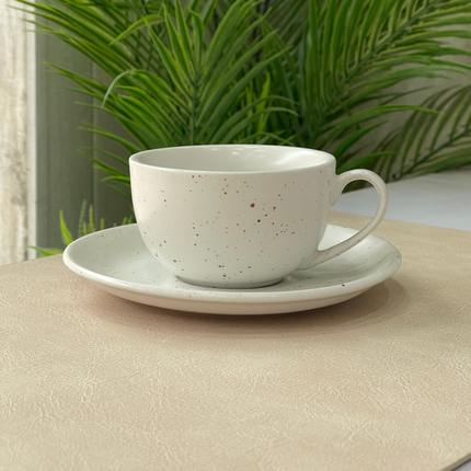 22 Pieces Dinner Set ( 4 Persons ) ( White Matte with Brown Specks )