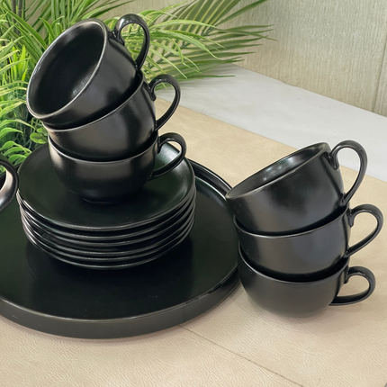 Tea Set - 15 Pieces - ( Textured Black Matte )