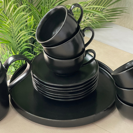 Tea Set - 15 Pieces - ( Textured Black Matte )