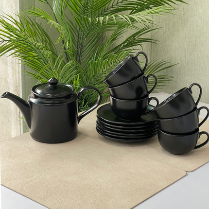 Tea Set - 15 Pieces - ( Textured Black Matte )