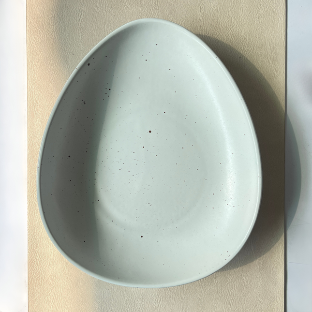 11"x9" Triangular Platter ( White Matte with Brown Specks )