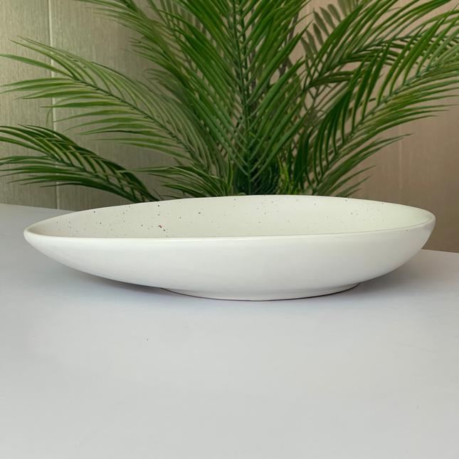 11"x9" Triangular Platter ( White Matte with Brown Specks )