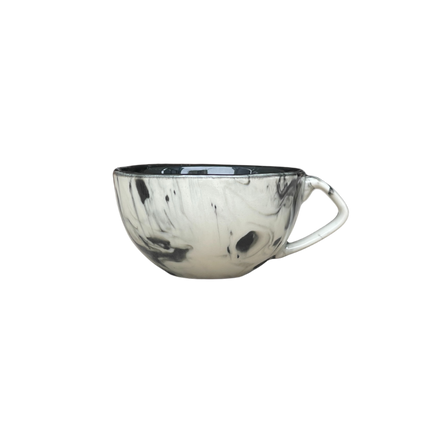 D Handle Coffee Cup ( Black Marble ) ( 270 ml )