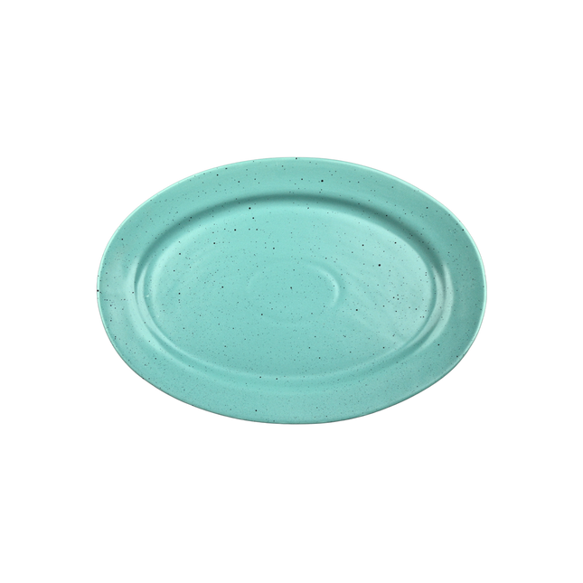 13" Rice Dish with Rim ( Firozi Matte with Black Specks )