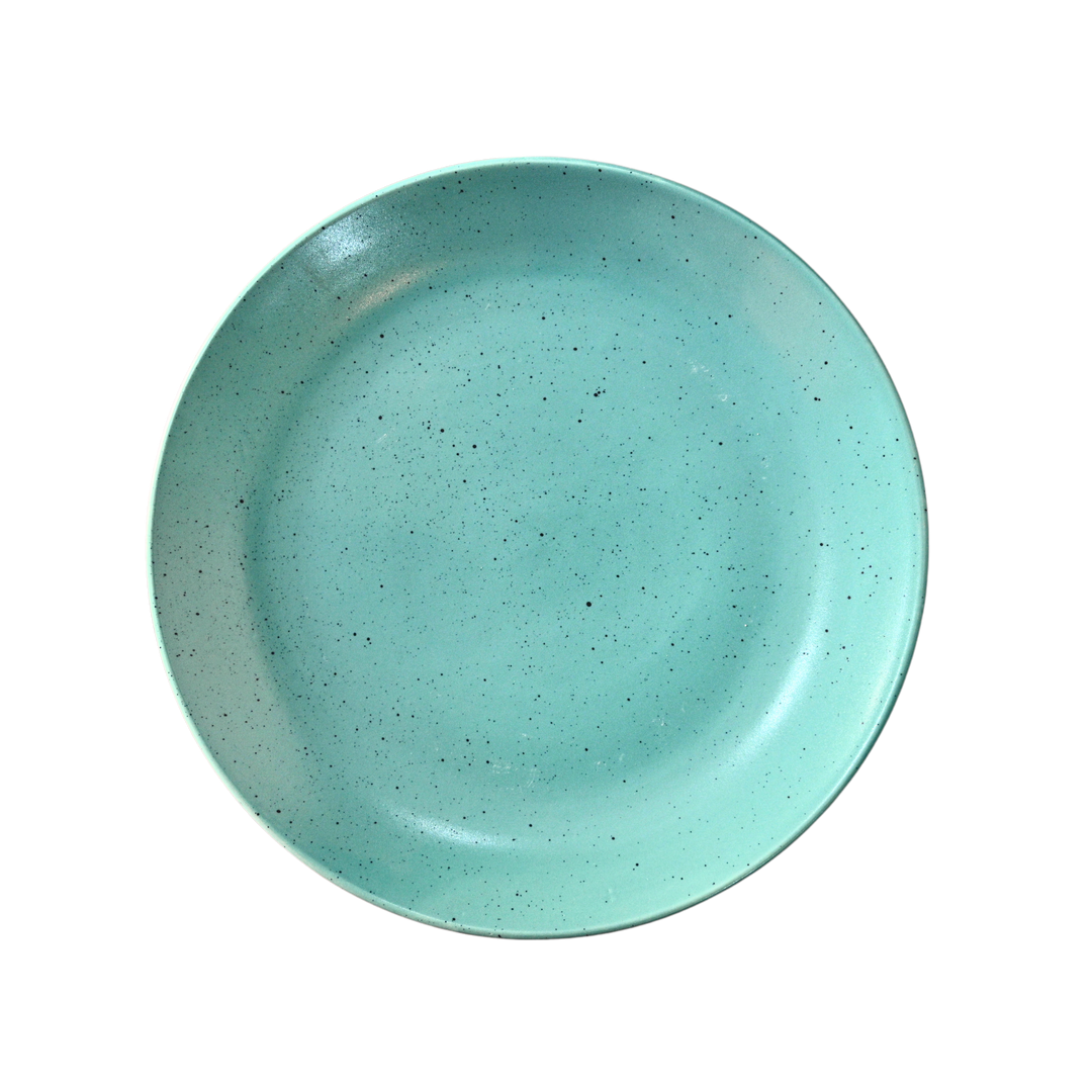 10 inch Rimless Plate ( Firozi Matte with Black Specks )